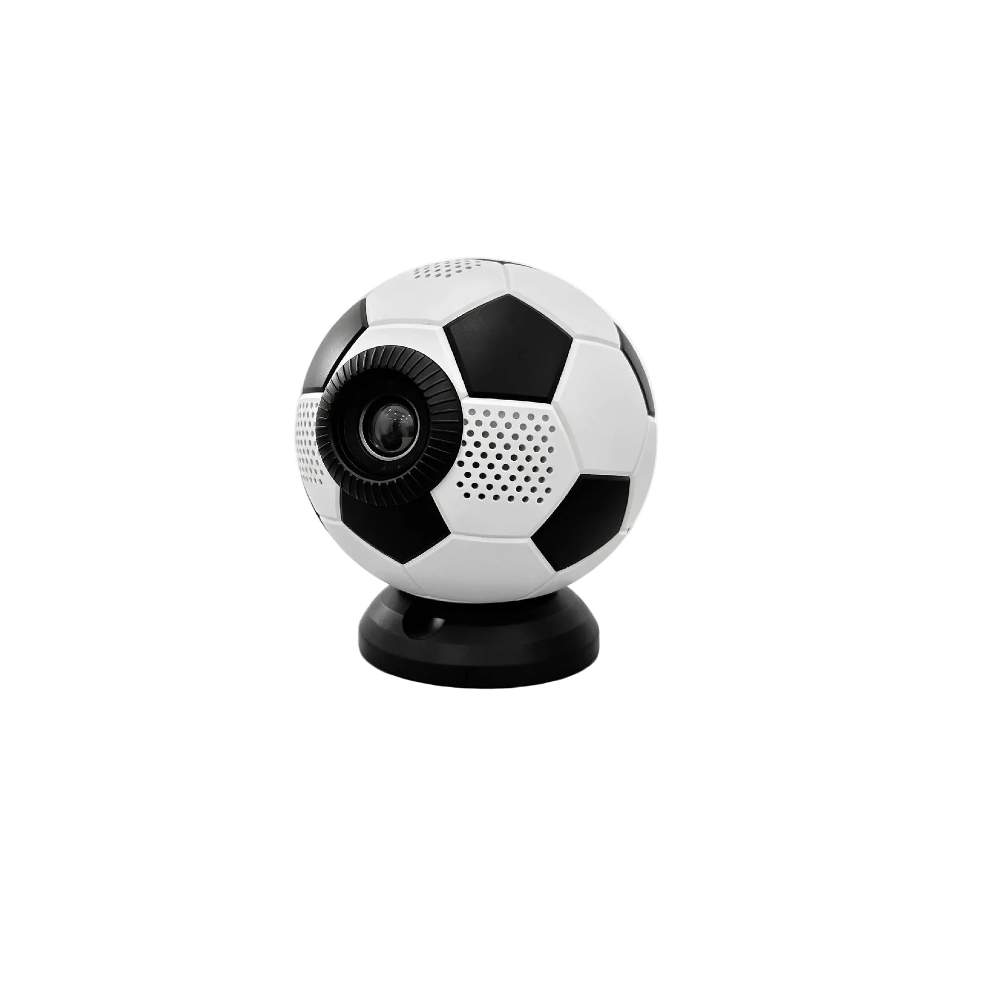 Soccer ball-shaped camera on a white background Projector