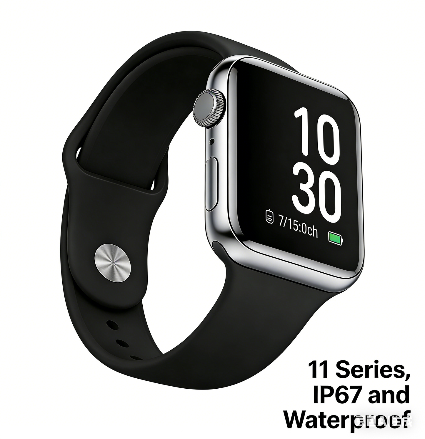 YT001 11 Series Apple-Style Smart Watch, Black Band, IP67 Waterproof Wearable Tech