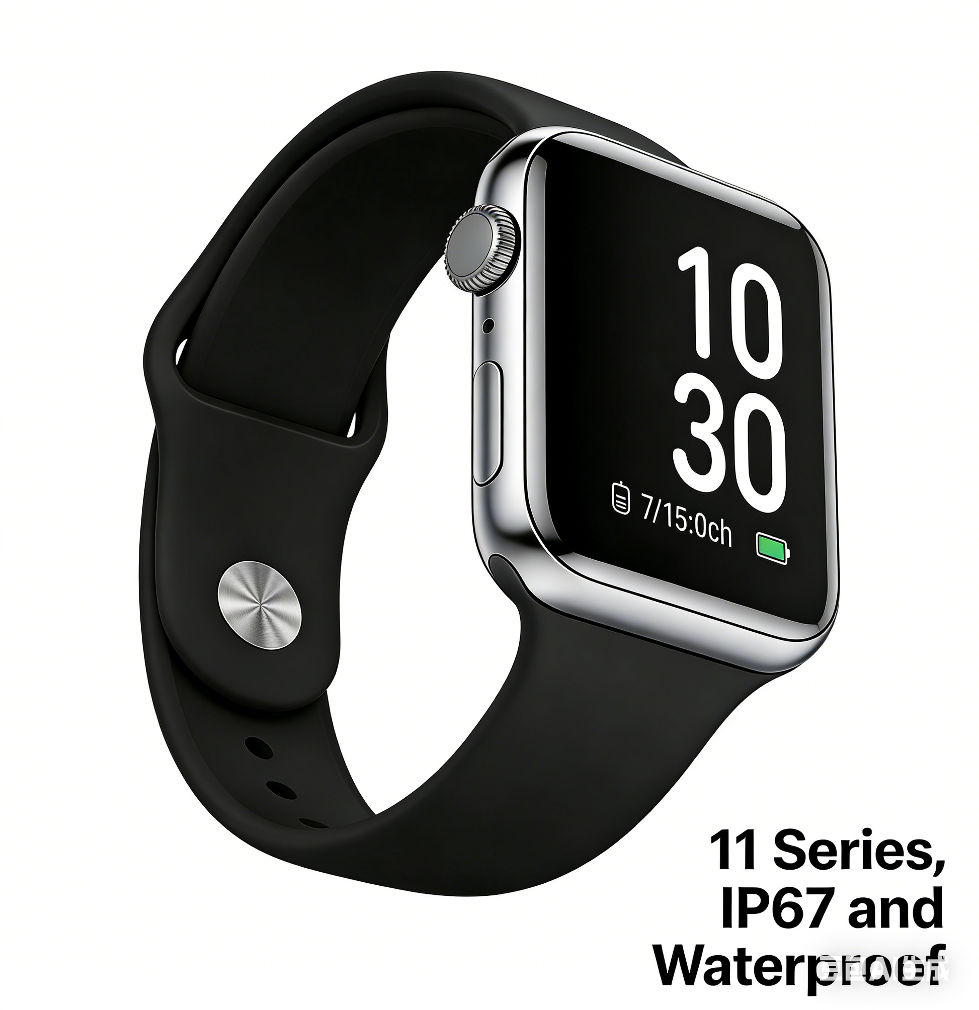 YT001 11 Series Apple-Style Smart Watch, Black Band, IP67 Waterproof Wearable Tech