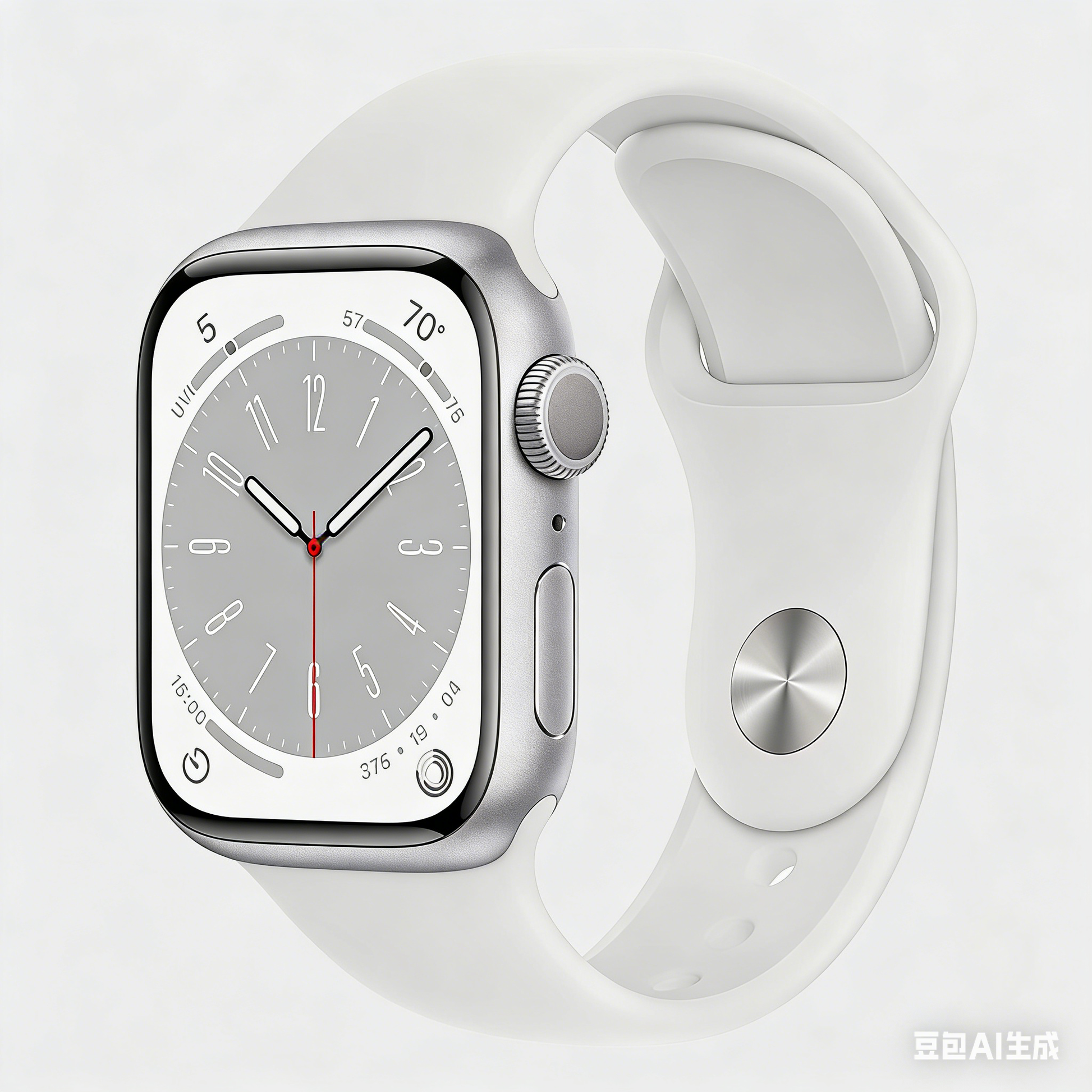 YT001 Apple-Style Smart Watch, White Band, IP67 Waterproof Fitness Smartwatch
