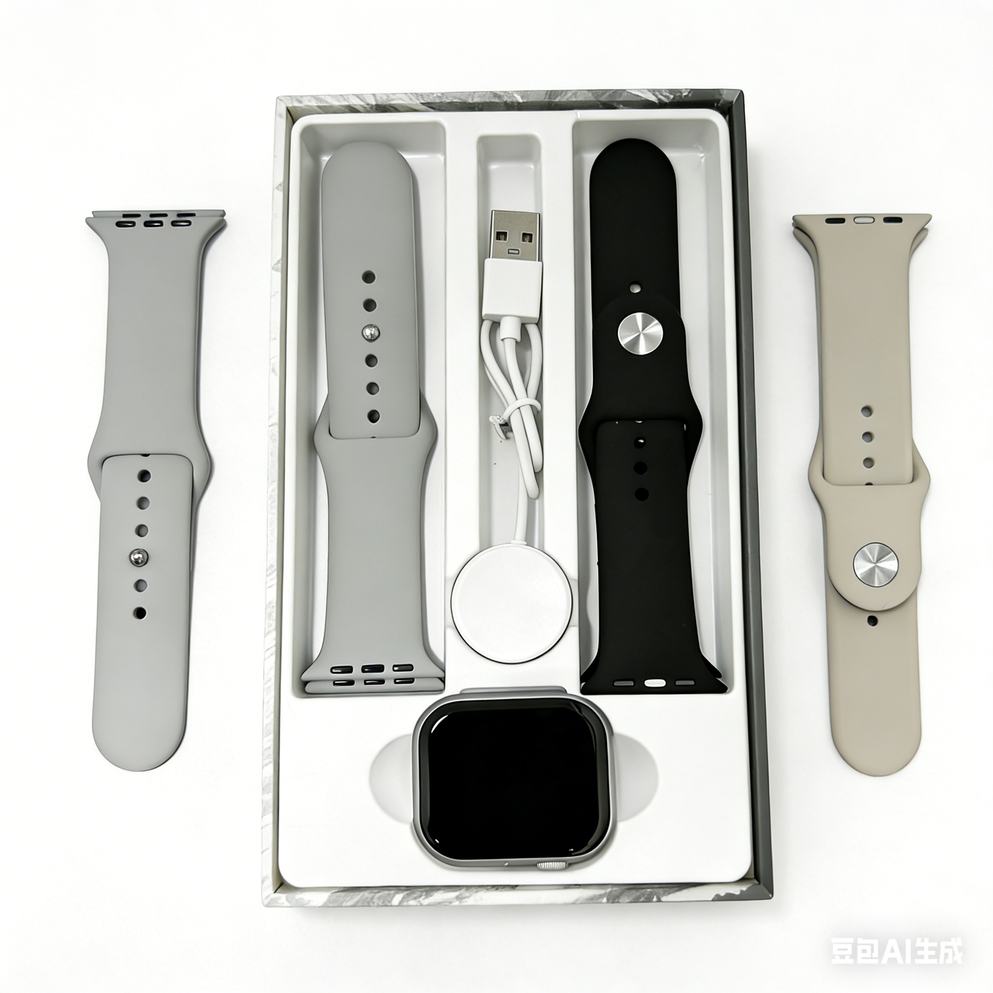 YT001 Apple-Style Smart Watch Complete Package, Extra Silicone Bands & Charging Cable Included