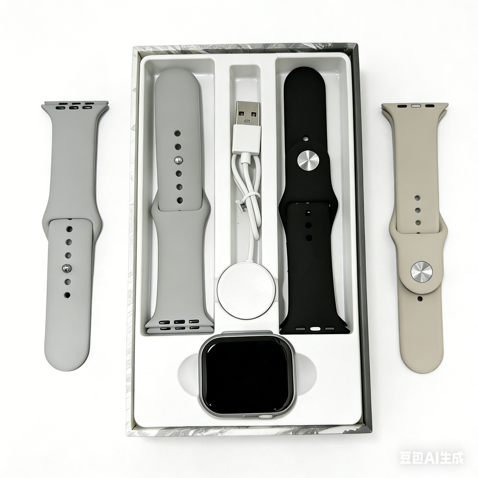 YT001 Apple-Style Smart Watch Complete Package, Extra Silicone Bands & Charging Cable Included