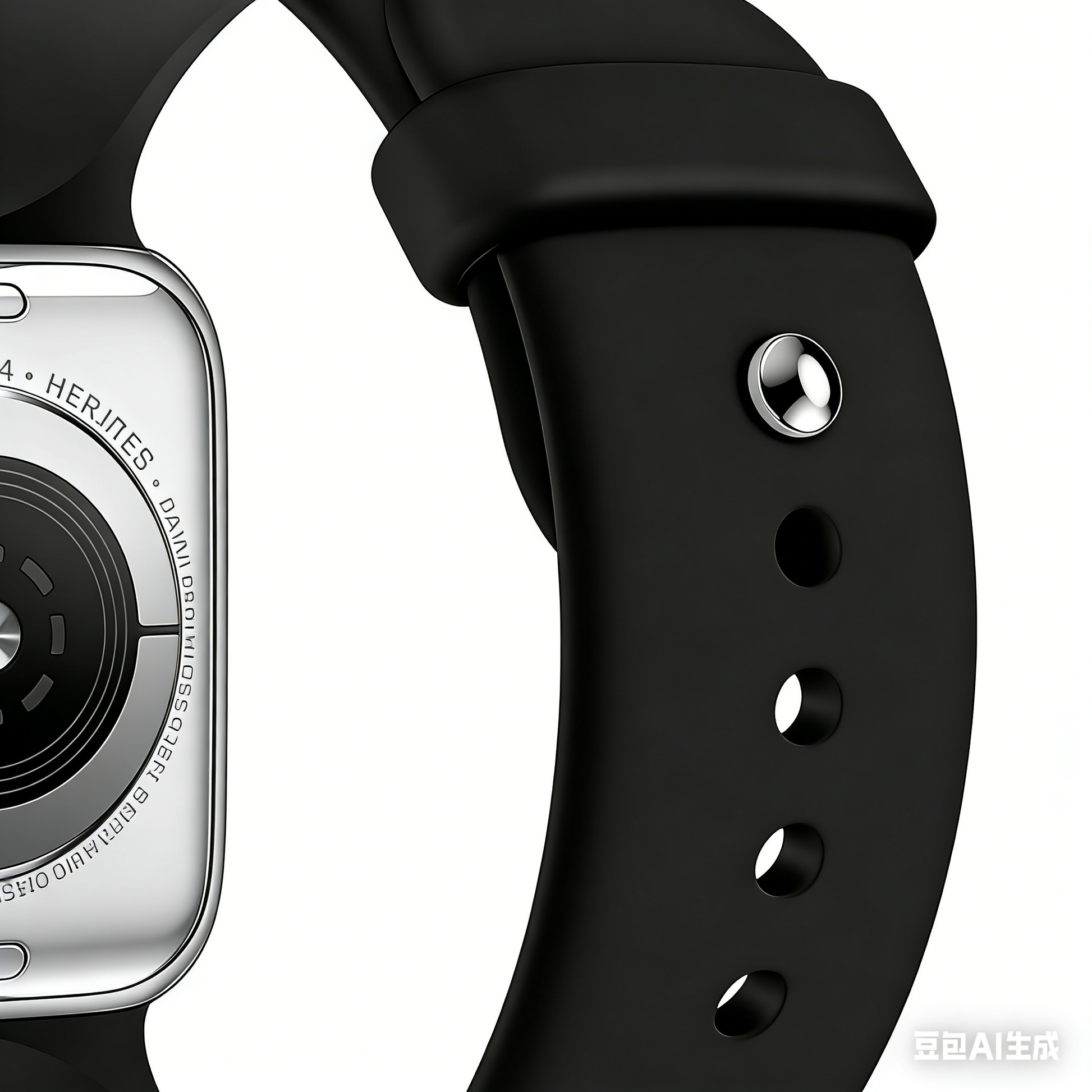 YT002 Mini Apple Smart Watch, Black Silicone Band Close-Up Back View, Fitness Tracker Watch Band Detail