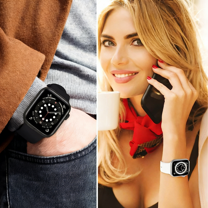 YT002 Mini Apple Smart Watch, Lifestyle Shot for Men & Women, Black & White Band Fitness Tracker