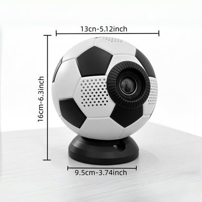Q5 soccer ball mini projector dimensions: 13cm width, 16cm height, 9.5cm base diameter, compact portable size for easy placement and transport